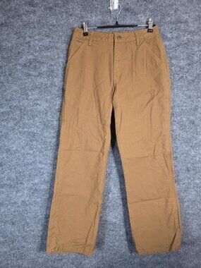 Carhartt Pants Boys 14 Brown Flannel Lined Canvas Carpenter 28x26 Beach Stains